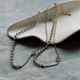 ネックレス ボールチェーン アシンメトリーきらきら | feu | 詳細画像2 