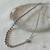 シルバー | ネックレス ボールチェーン アシンメトリーきらきら | feu