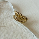 ゴールド | フリーサイズリング 変形クロス 異素材ミックス | feu