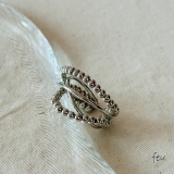 シルバー | フリーサイズリング 変形クロス 異素材ミックス | feu