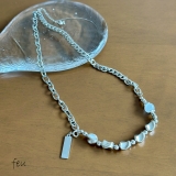 シルバー | サージカルステンレスネックレス 変形メタル 大ぶり | feu