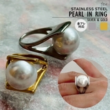 サージカルステンレスリング 樹脂パール 大ぶり | feu | 詳細画像1