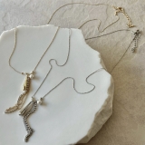 華奢チェーンネックレス ジルコニアチェーン 樹脂パール | feu | 詳細画像11 