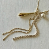 華奢チェーンネックレス ジルコニアチェーン 樹脂パール | feu | 詳細画像5 