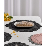 ブラック | レース柄シリコンマット【４サイズ】コースター おしゃれ 鍋敷き | aimoha 