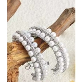 シルバー | 韓国風魅惑パールのフープピアス | aimoha 