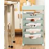 ブルー(キャスター無し) | 大容量本棚書類棚 キャスター付き収納棚 マガジンラック | aimoha 