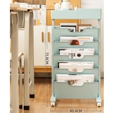 ブルー(キャスターあり) | 大容量本棚書類棚 キャスター付き収納棚 マガジンラック | aimoha 