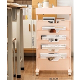 ピンク(キャスターあり) | 大容量本棚書類棚 キャスター付き収納棚 マガジンラック | aimoha 