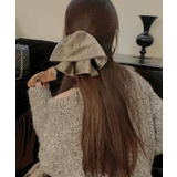 グレージュ | ドット柄ビッグリボンヘアクリップ | aimoha