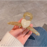グリーン | ヘアクリップ バレッタ アクリルバンスクリップ ハートヘアクリップ | And Kawaii