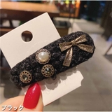 ブラック | ヘアクリップ モコモコファー フェイクパール | And Kawaii