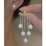 上品パールチェーンピアス韓国風 フリンジアクセサリー 小顔見えフェミニンジュエリ… | SUNSHINE CLOSET | 詳細画像2 