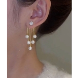 上品パールチェーンピアス韓国風 フリンジアクセサリー 小顔見えフェミニンジュエリ… | SUNSHINE CLOSET | 詳細画像4 