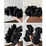 韓国風上品華やかボリュームシュシュ風ヘアクリップ 大人っぽいフリル黒髪飾り キラ… | SUNSHINE CLOSET | 詳細画像14
