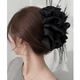 韓国風上品華やかボリュームシュシュ風ヘアクリップ 大人っぽいフリル黒髪飾り キラ… | SUNSHINE CLOSET | 詳細画像8