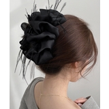 韓国風上品華やかボリュームシュシュ風ヘアクリップ 大人っぽいフリル黒髪飾り キラ… | SUNSHINE CLOSET | 詳細画像9