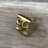 ゴールド×石ブラック | リング メンズファッション クロス | Anna Mu JAPAN