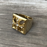 ゴールド×石クリア | リング メンズファッション クロス | Anna Mu JAPAN