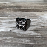 ブラッククローム×石クリア | リング メンズファッション クロス | Anna Mu JAPAN