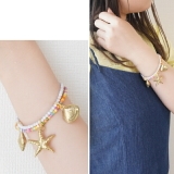 ブレスレット カラフル ポップ ブルーレース 貝殻 ヒトデ シェル レインボー | YUKATANゆかたん | 詳細画像6 