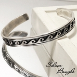 シルバー925製のウェーブデザインシルバーバングルブレスレット 【メンズアクセサ… | laplateriashu  | 詳細画像1 