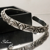 シルバー925製の重厚感溢れるヴァインデザインシルバーバングルブレスレット 【メ… | laplateriashu  | 詳細画像1 