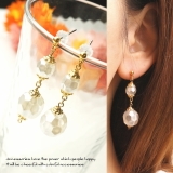 スタッドピアス アクリルパール ロング | YUKATANゆかたん | 詳細画像1