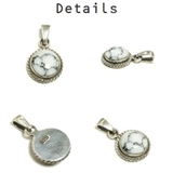 シルバー925 まんまるの白い小粒の石付きペンダントトップ 【シルバー製 | laplateriashu  | 詳細画像2 