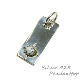 シルバー925 オシャレなプレートタイプの白い石付きペンダントトップ 【シルバー… | laplateriashu | 詳細画像1