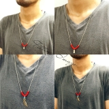 2種類のフェザーペンダントトップホワイトハーツビーズネックレス【ネイティブアメリ… | YUKATANゆかたん | 詳細画像3 