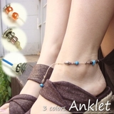 ターコイズビーズが涼しげ！調節も簡単なビーズアンクレット  アクセサリー | YUKATANゆかたん | 詳細画像1 
