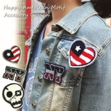 アメリカンな雰囲気のもこもこ毛糸刺繍ブローチ 【ワッペン バッヂ | YUKATANゆかたん | 詳細画像1 