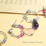 カラフルなドロップ涙が流れてくる 泡色ビーズのワンタッチフープピアス アクセサリー | YUKATANゆかたん | 詳細画像1 