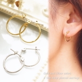 2カラー×5サイズ シンプルな輪っかだけのワンタッチフープピアス アクセサリー | YUKATANゆかたん | 詳細画像1 