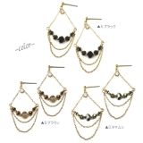 輝くビーズとチェーンがエレンガントにみせるサガリのスタッドピアス アクセサリー | YUKATANゆかたん | 詳細画像2