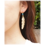 羽根とターコイズビーズのエスニック風スタッドピアス アクセサリー | YUKATANゆかたん | 詳細画像3 