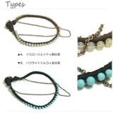 小豆チェーンと輝きを秘めた小さな天然石レザーブレスレット アクセサリー | YUKATANゆかたん | 詳細画像2 