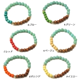 トルコ石風ビーズとウッドビーズが爽やかなエスニックブレスレット アクセサリー | YUKATANゆかたん | 詳細画像2 
