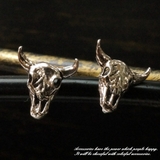 【シルバーピアス】バッファロースカルスタッドピアス 【牛 ドクロ | laplateriashu  | 詳細画像1 