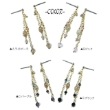 キラキラのカットビーズとゴールドチェーンが相性抜群のスタッドピアス アクセサリー | YUKATANゆかたん | 詳細画像2