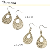 ガラスストーンがキラリ！透かし模様の入ったドロッププレートのフックピアス | YUKATANゆかたん | 詳細画像2 