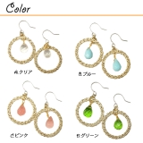 天然石のようなガラスビーズがポイントのサークルモチーフフックピアス アクセサリー | YUKATANゆかたん | 詳細画像2 