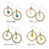 天然石のようなガラスビーズがポイントのサークルモチーフフックピアス アクセサリー | YUKATANゆかたん | 詳細画像3 