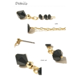 黒いガラスビーズとゴールドチェーンの組み合わせが大人っぽいサガリスタッドピアス【… | YUKATANゆかたん | 詳細画像2 