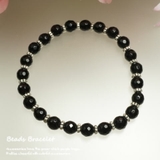 6mm玉のカットブラックビーズとシルバービーズのブレスレット アクセサリー | YUKATANゆかたん | 詳細画像1 