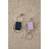 L/PUR1 | BICOLOR FAUX LEATHER EARRINGS | AZUL BY MOUSSY