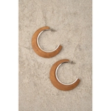 BEG | WOOD BIG HOOP EARRINGS | AZUL BY MOUSSY