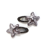 シルバー(グレー/星) | リボンキラキラスターハートモチーフパッチンピンセット | SLAP SLIP