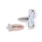 ブルー系(リボン＆星) | リボンキラキラスターハートモチーフパッチンピンセット | SLAP SLIP